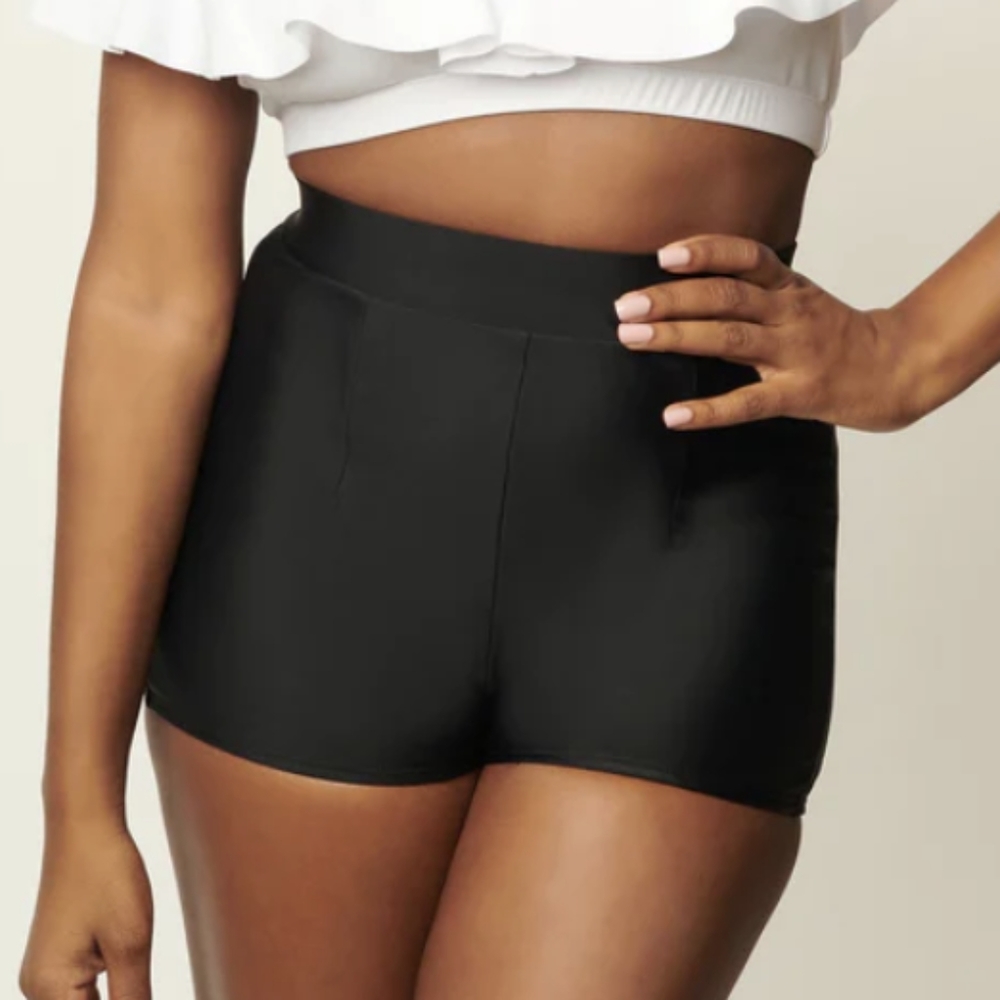 NWOT Black High Waist Swim Shorts - XSmall